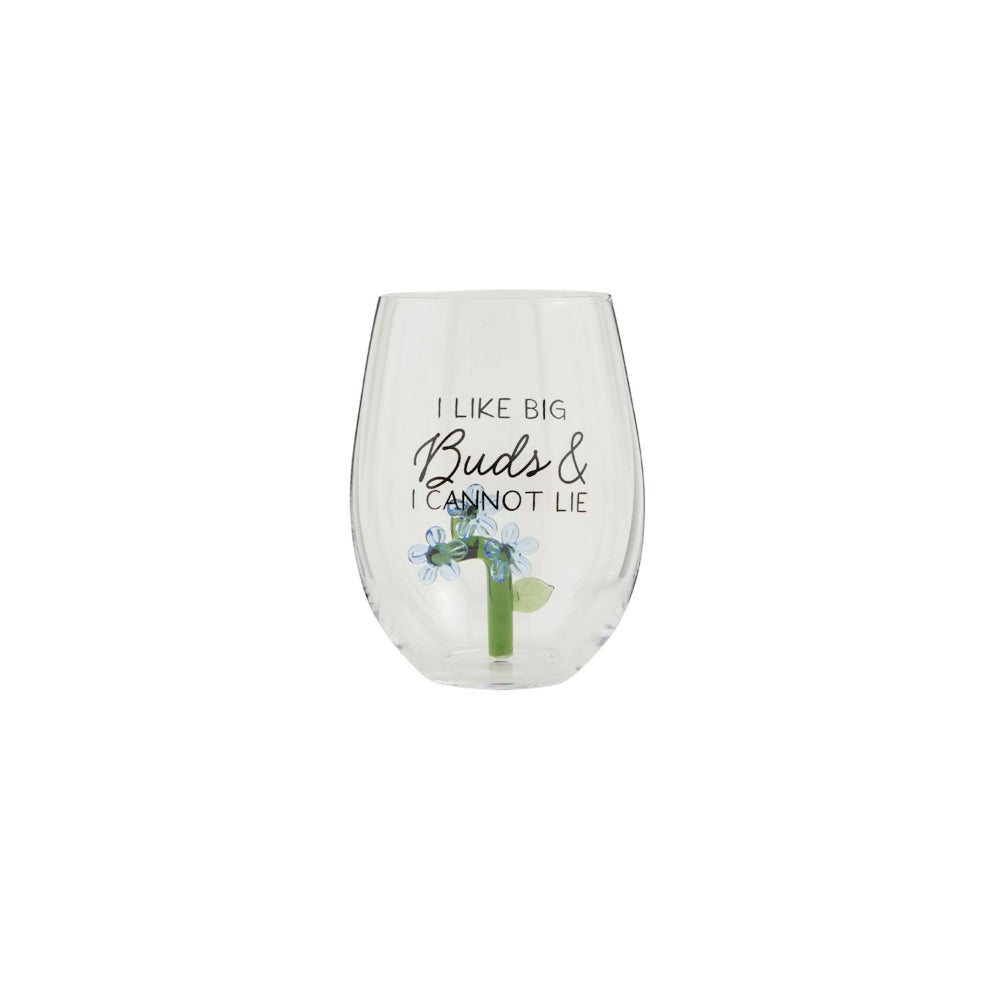 Mud Pie Floral Icon Wine Glass