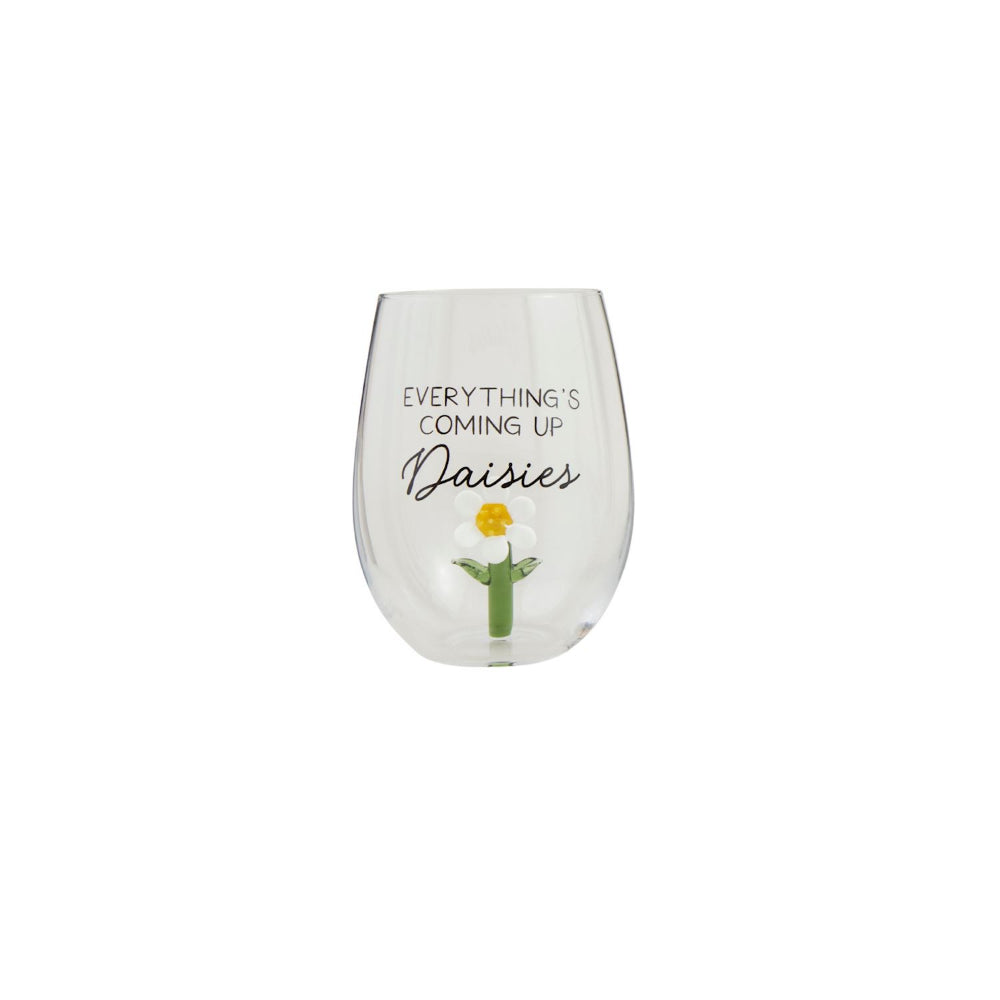 Mud Pie Floral Icon Wine Glass