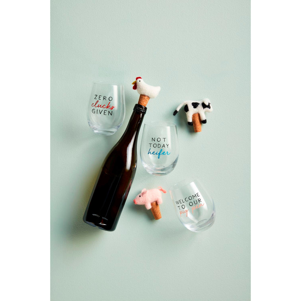 Mud Pie Farm Wine Glass & Stopper Set