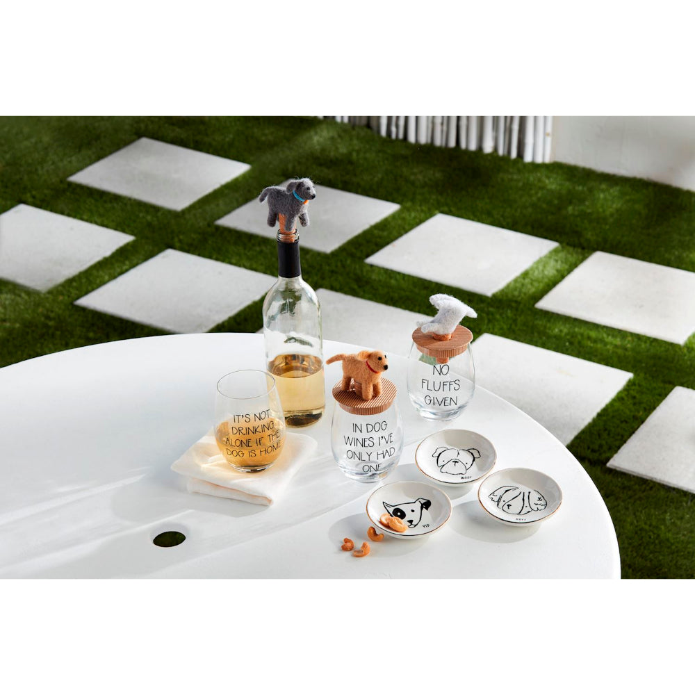 Mud Pie Dog Wine Glass & Stopper Set