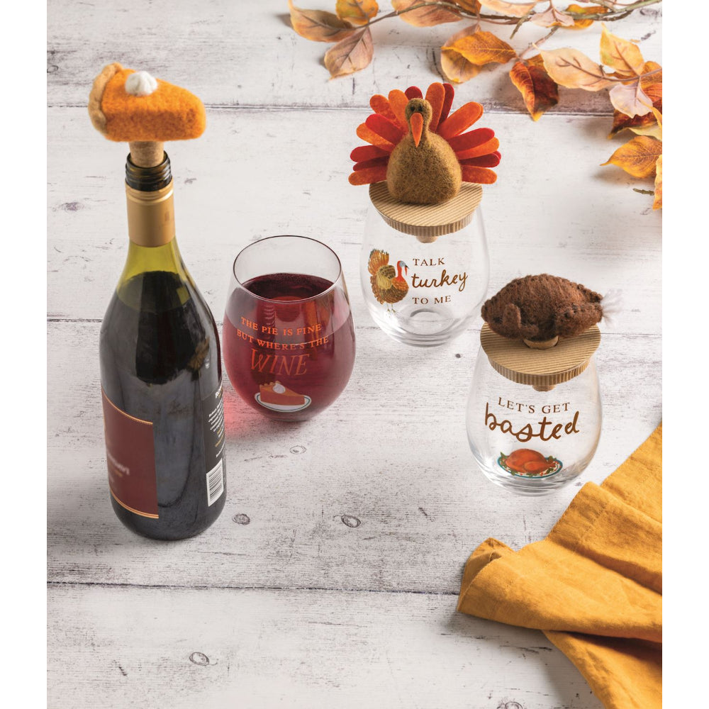 Mud Pie Thanksgiving Wine Glass & Stopper Sets