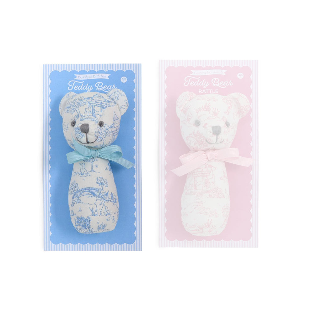 Two's Company Animal Toile Pattern Teddy Bear Rattle
