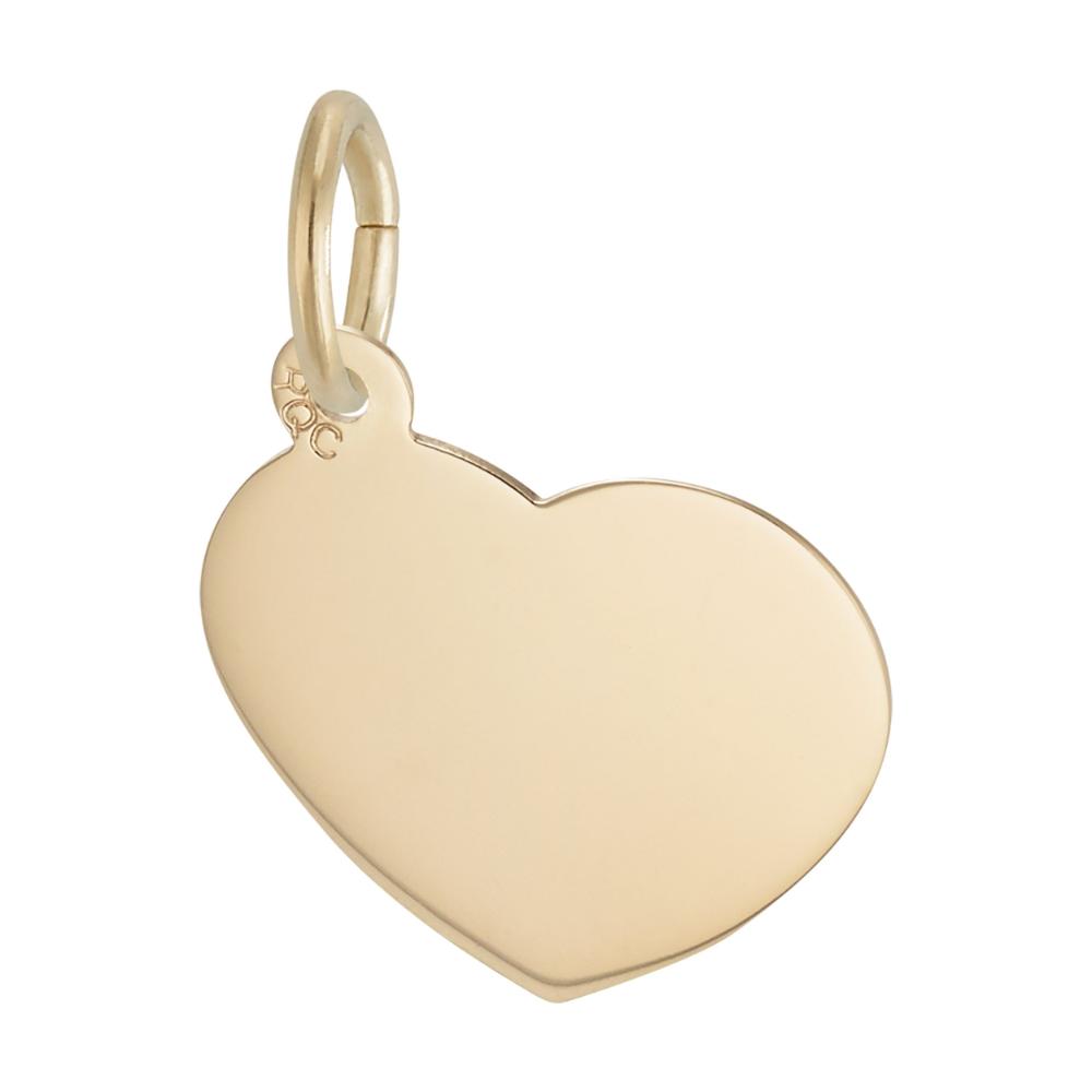 Back of Gold heart-shaped charm with 'I Love U' engraved on a white background