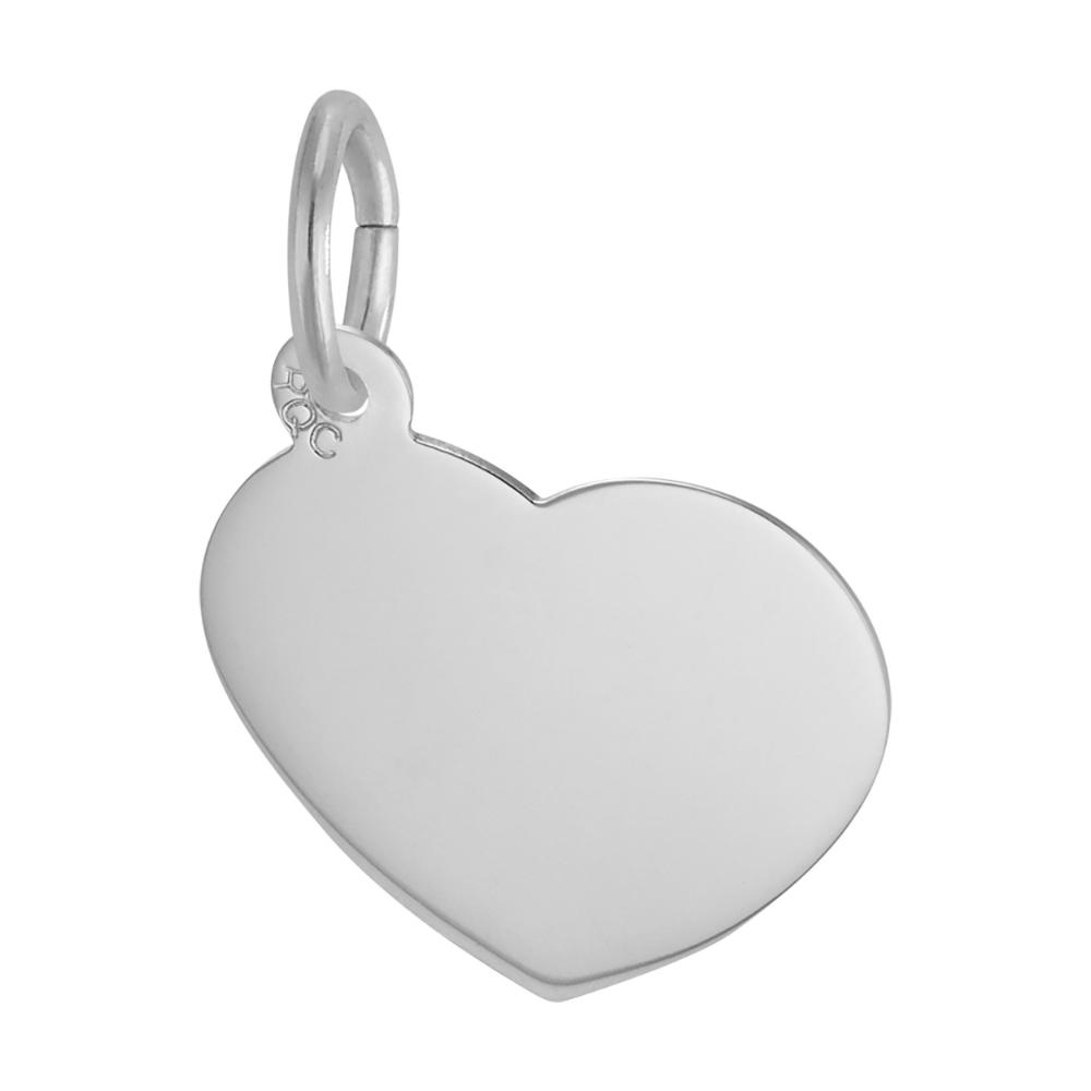 Back of Silver heart-shaped charm with 'I Love U' engraved on a white background