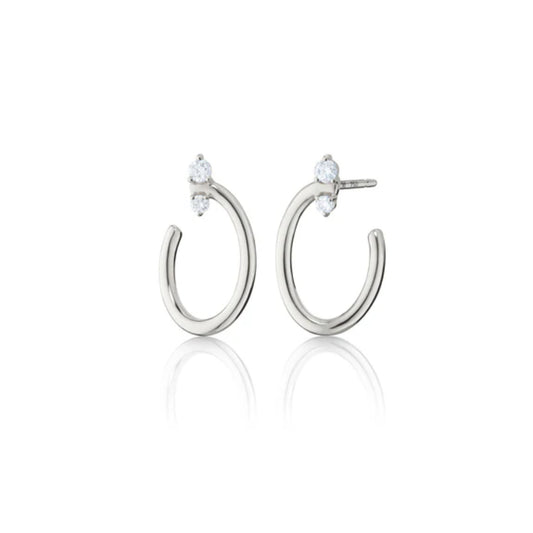 Monica Rich Kosann Sterling Silver Oval "Galaxy Wrap" Hoop Earrings with White Sapphires