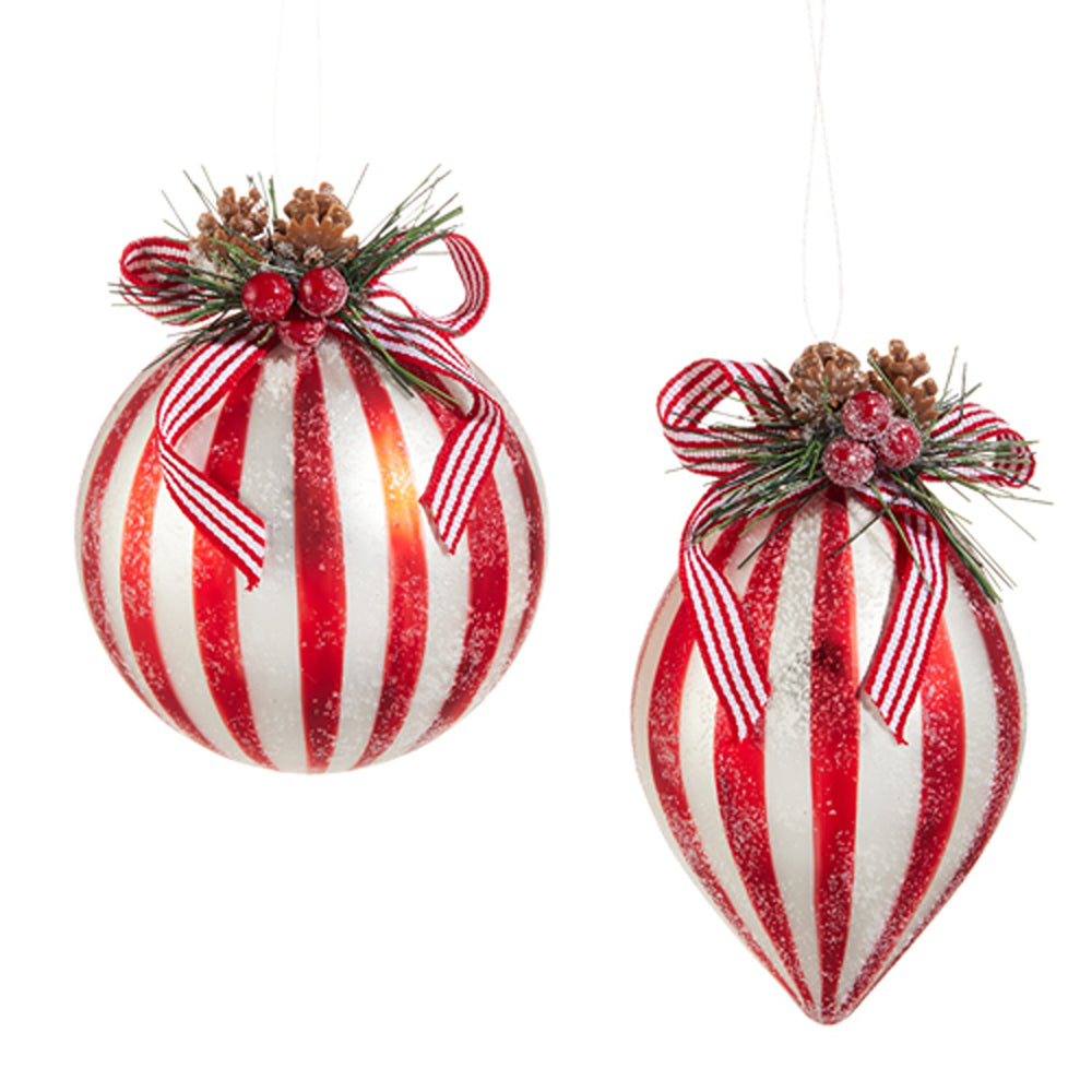 Raz Imports 4" Red and White Pine Ornament