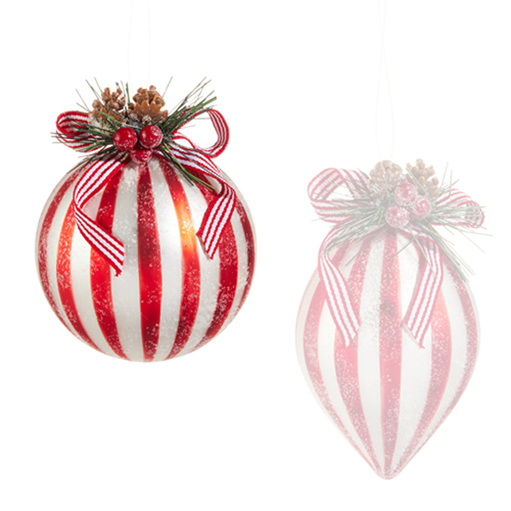 Raz Imports 4" Red and White Pine Ornament