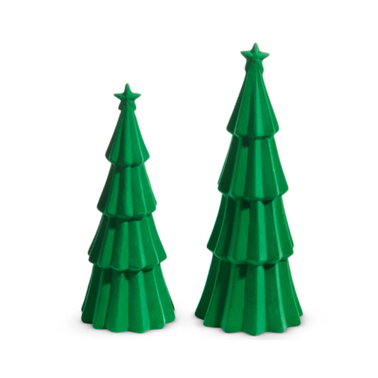 Raz Imports Green Tiered Flocked Trees