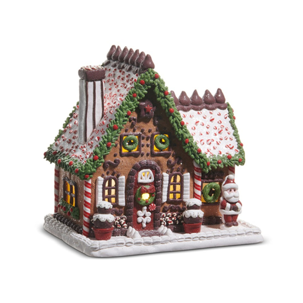 Raz Imports 9" Lighted Chocolate Frosted Gingerbread House