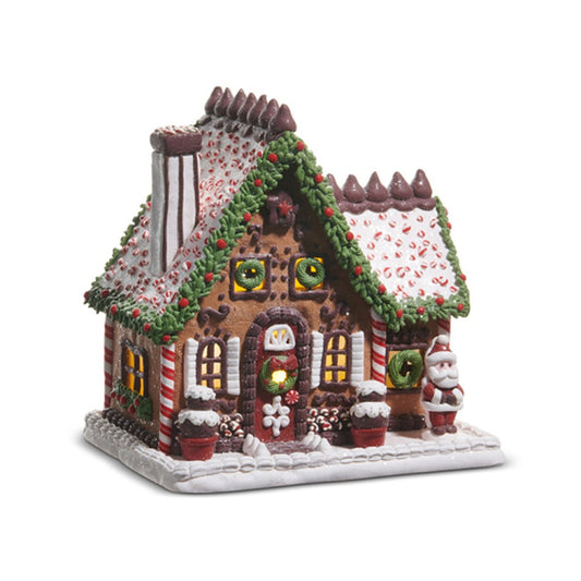 Raz Imports 9" Lighted Chocolate Frosted Gingerbread House