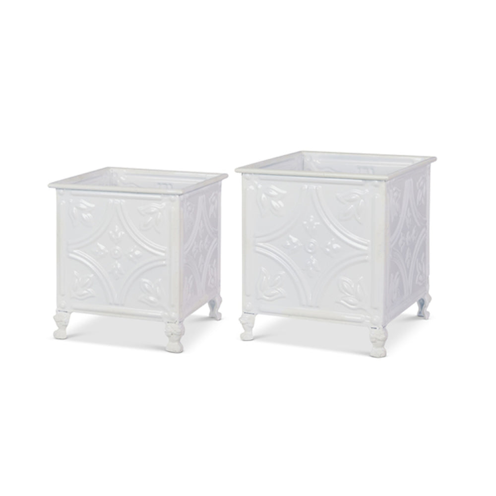 Raz Imports 10.75" White Tile Planters