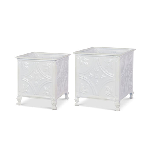Raz Imports 10.75" White Tile Planters