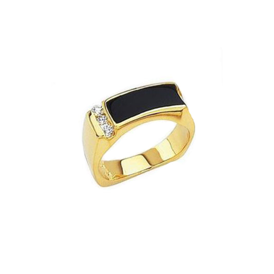 Men's 14k Onyx and Diamond Wedding Band