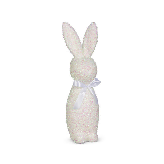 Raz Imports 16" Iridescent White Flocked Bunny