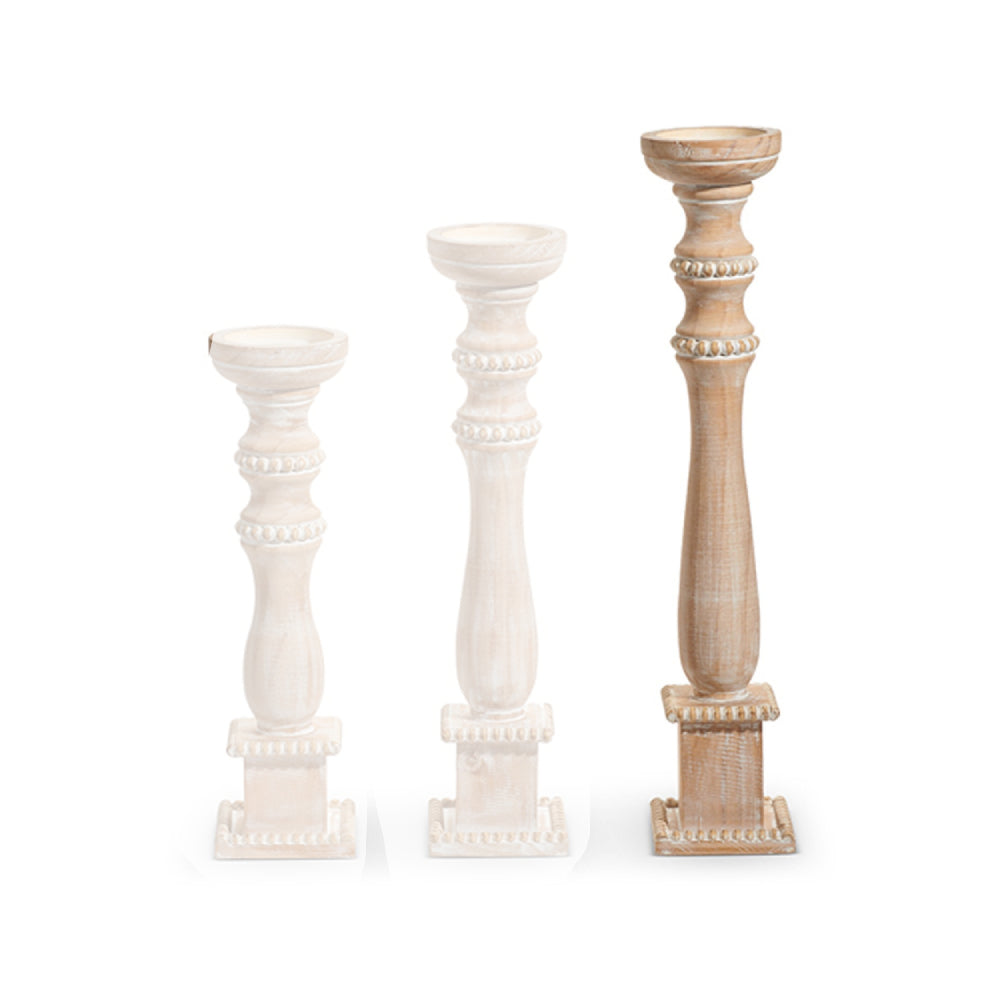 Raz Imports Whitewash Candle Holders