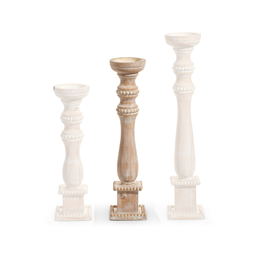 Raz Imports Whitewash Candle Holders