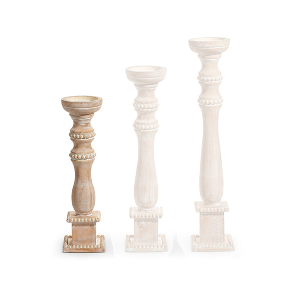 Raz Imports Whitewash Candle Holders