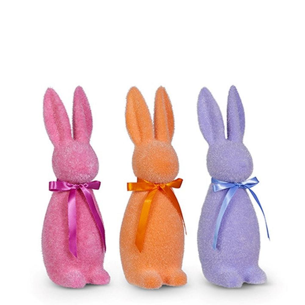 Raz Imports 11.5" Sherbet Flocked Bunny
