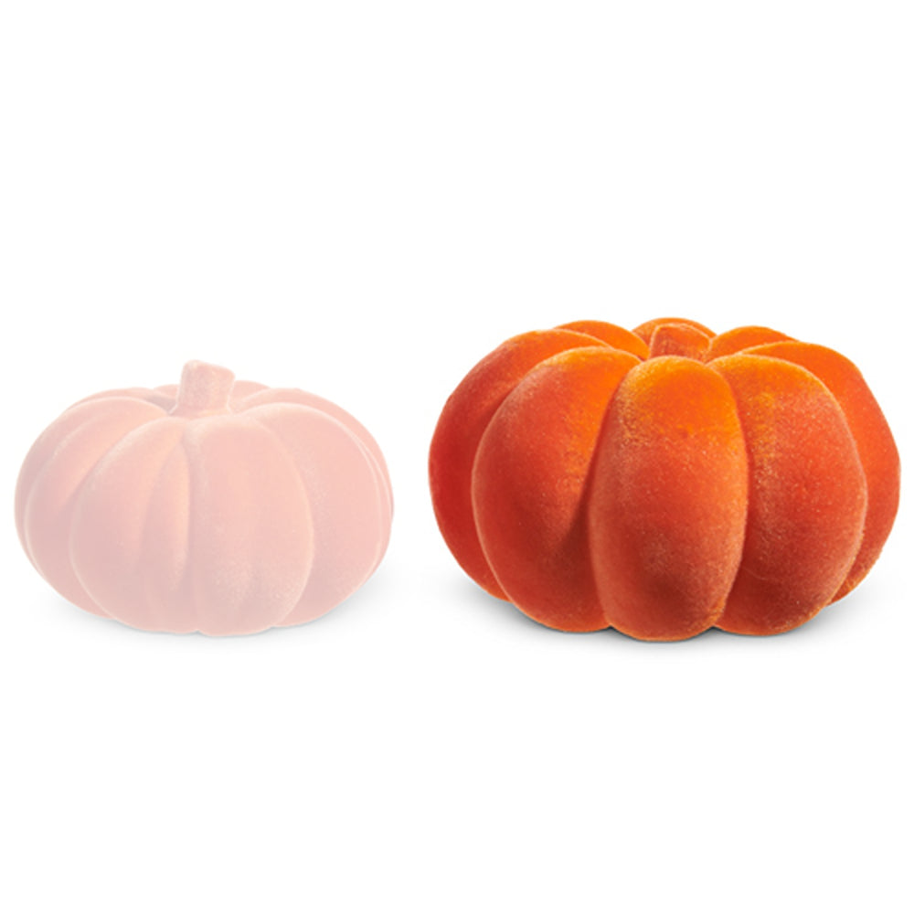 Raz Imports Orange Flocked Pumpkins