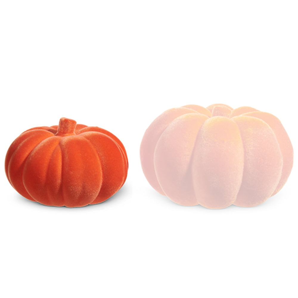 Raz Imports Orange Flocked Pumpkins