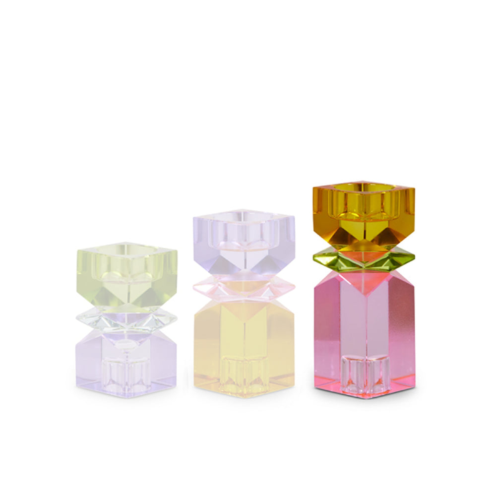 Raz Imports Multicolor Square Cut Crystal Candle Holders