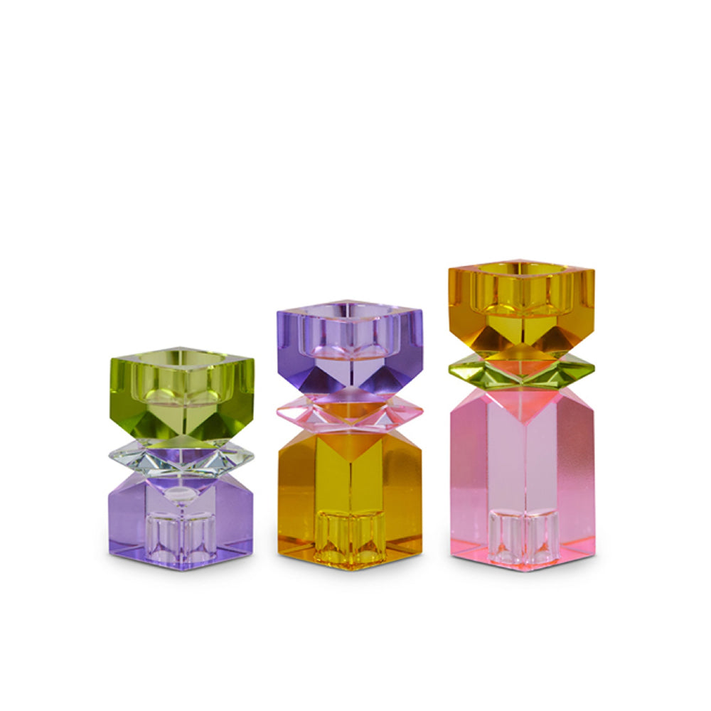 Raz Imports Multicolor Square Cut Crystal Candle Holders