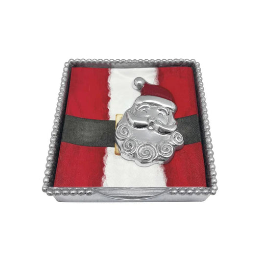 Mariposa Smiling Santa Beaded Napkin Box Set