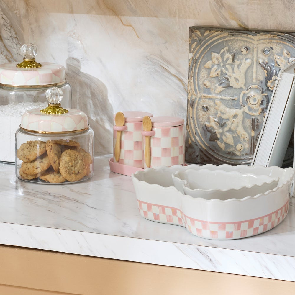 MacKenzie-Childs Rosy Check Farmhouse Canisters - Set of 2