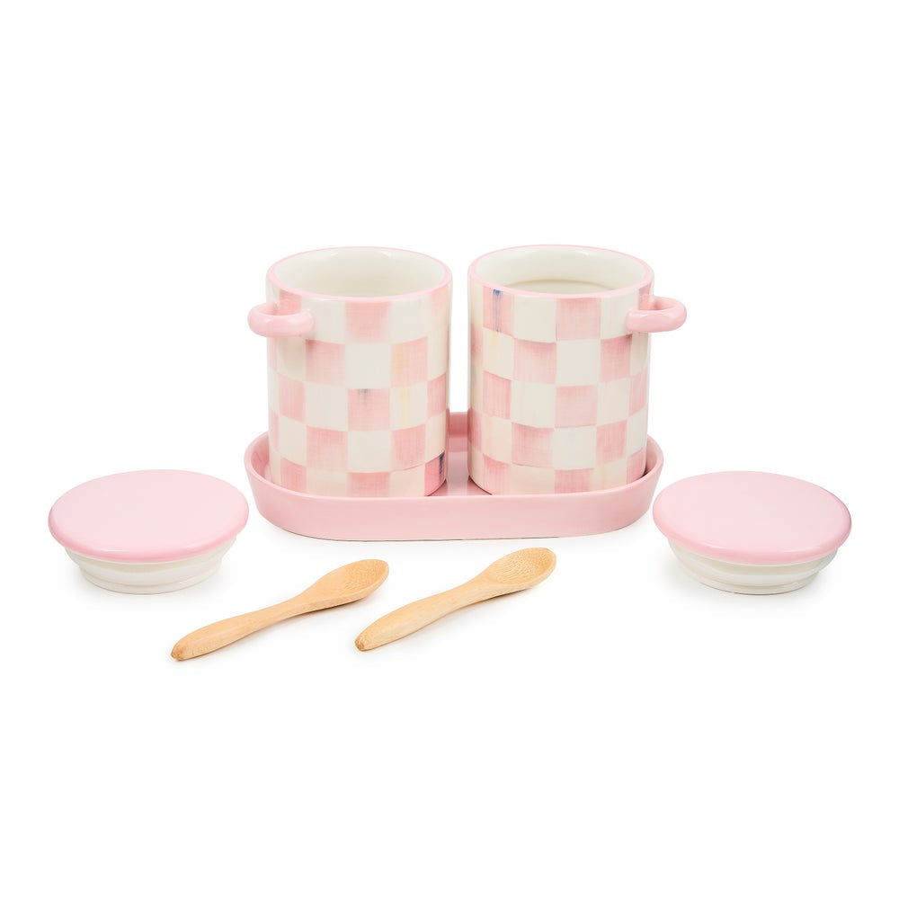 MacKenzie-Childs Rosy Check Farmhouse Canisters - Set of 2
