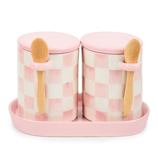 MacKenzie-Childs Rosy Check Farmhouse Canisters - Set of 2