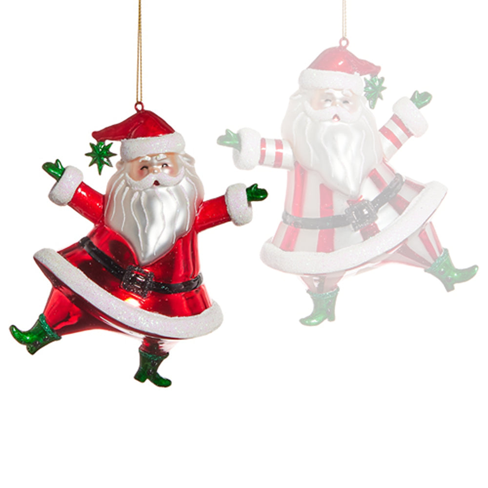 Raz Imports 5" Dancing Santa Glass Ornament