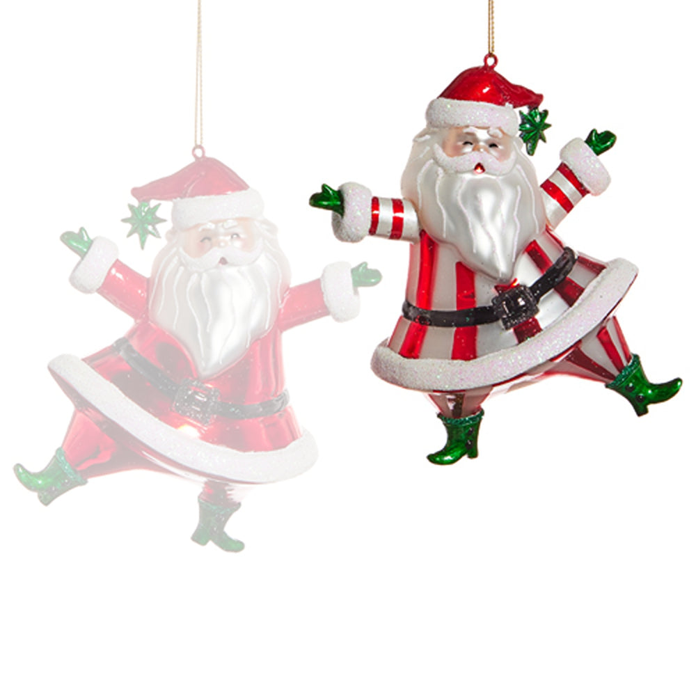 Raz Imports 5" Dancing Santa Glass Ornament