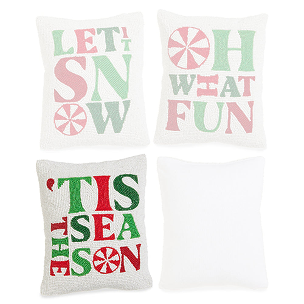 Raz Imports 10" Peppermint Merrymaking Beaded Pillow