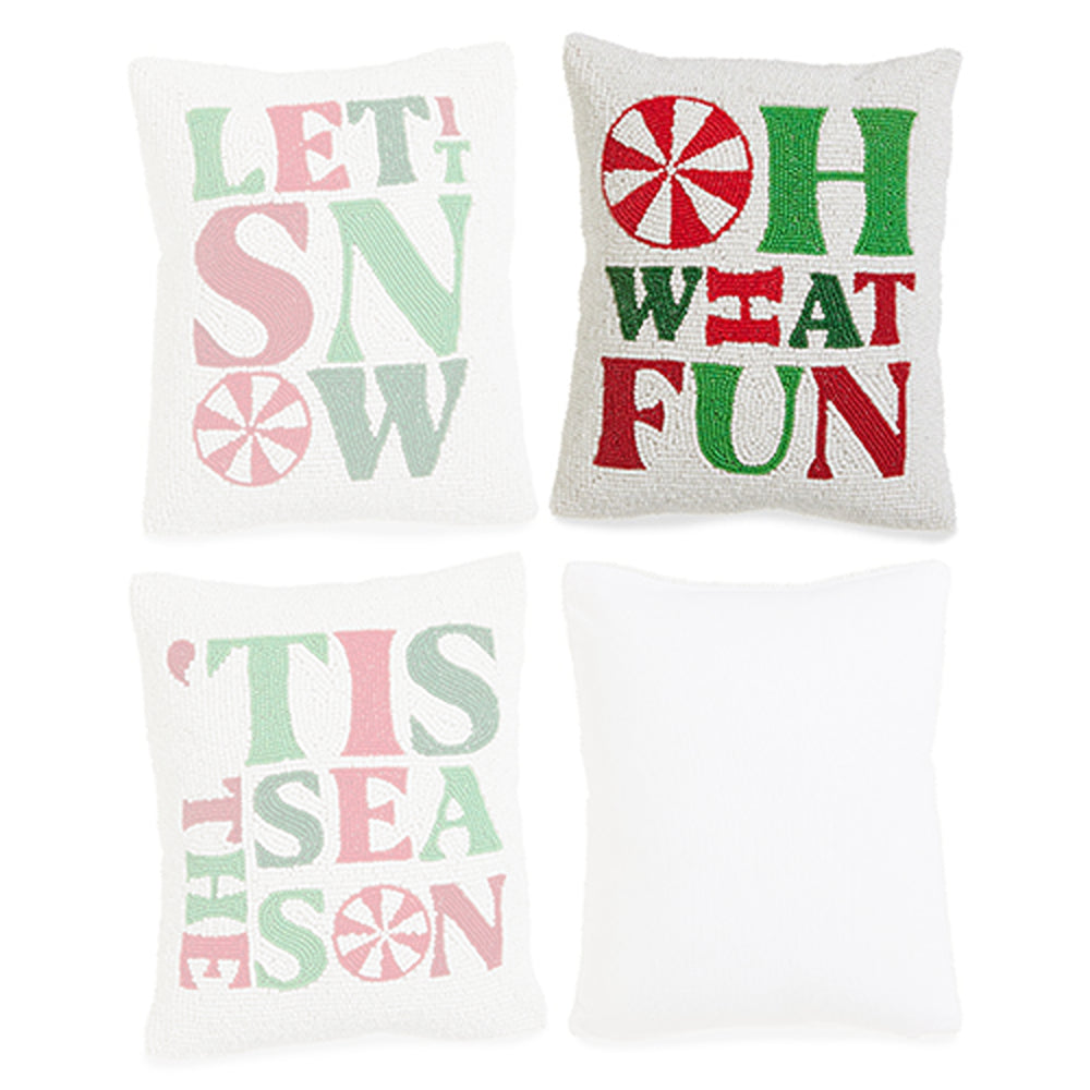 Raz Imports 10" Peppermint Merrymaking Beaded Pillow