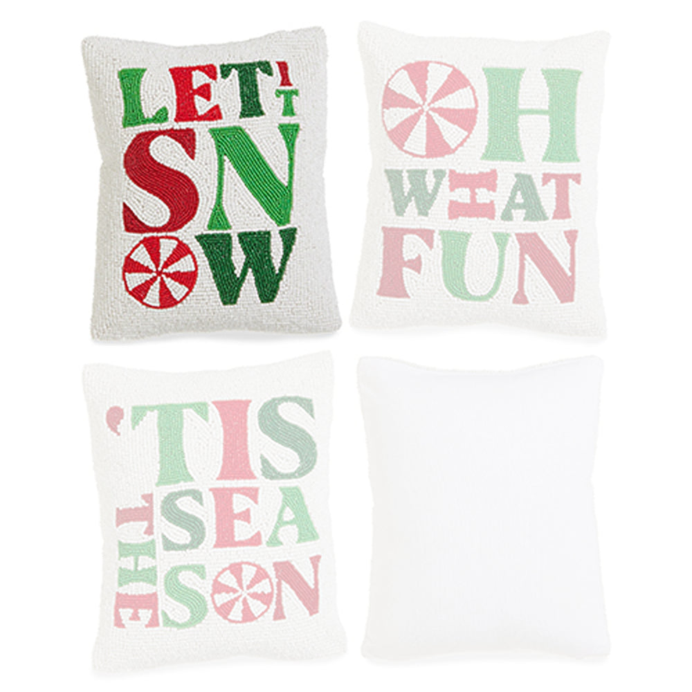 Raz Imports 10" Peppermint Merrymaking Beaded Pillow