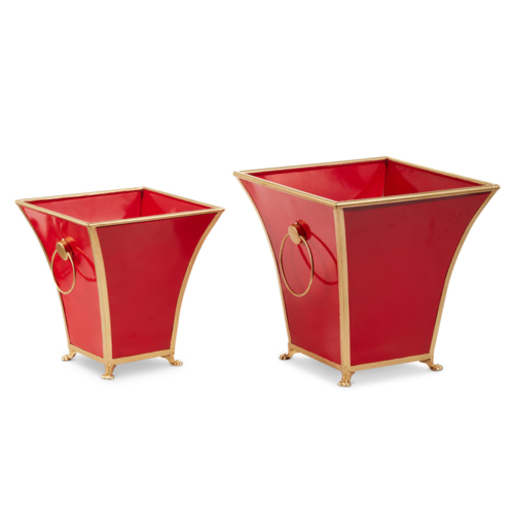 Raz Imports Red and Gold Cache Pots