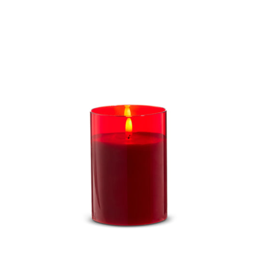 Raz Imports Red Glass Pillar Candle
