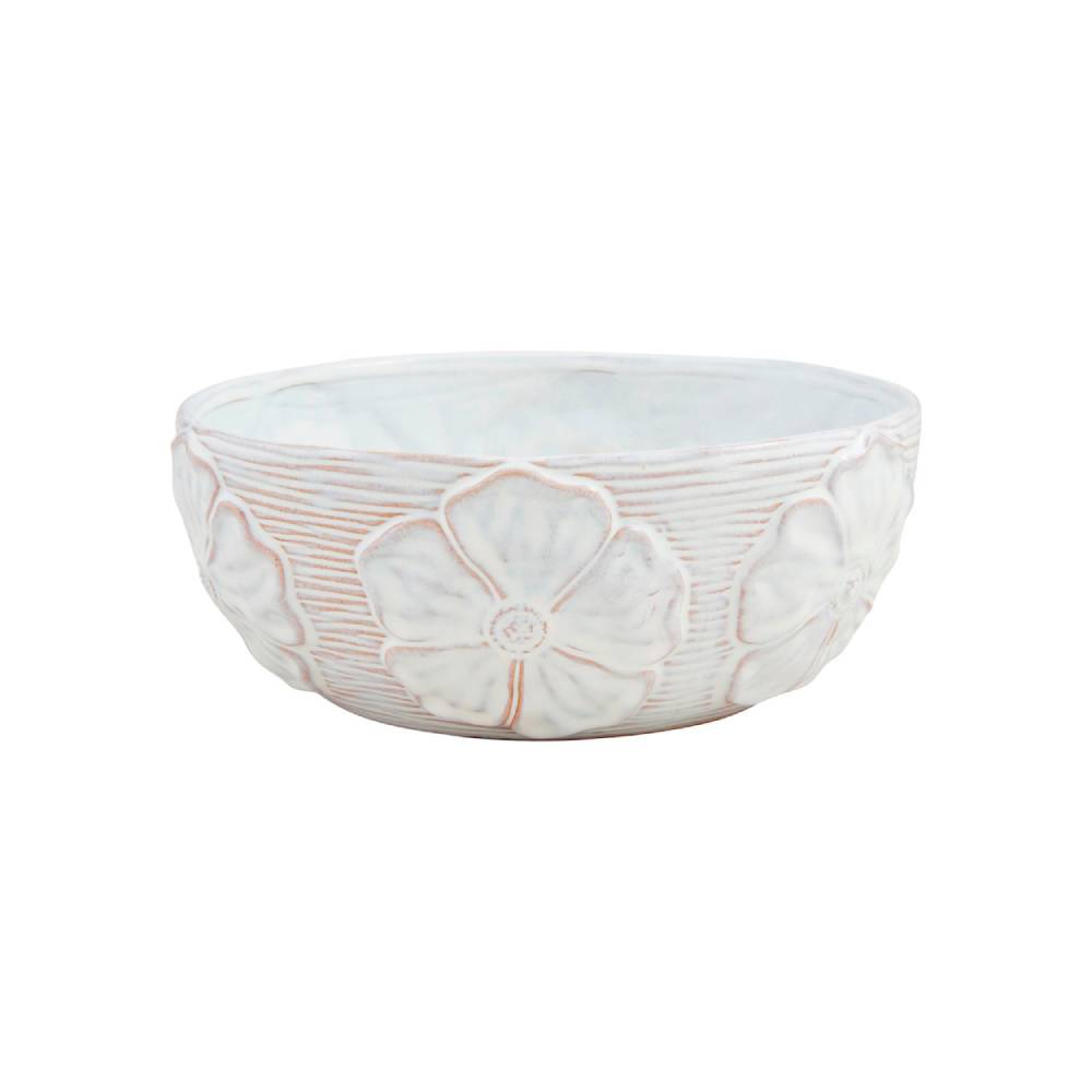 Mud Pie White Flower Stoneware Bowl