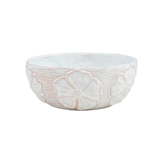 Mud Pie White Flower Stoneware Bowl
