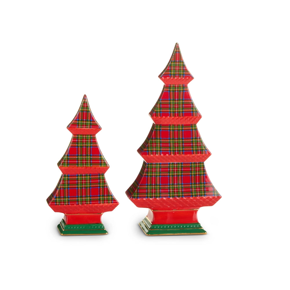 Raz Imports Red Plaid Tabletop Trees