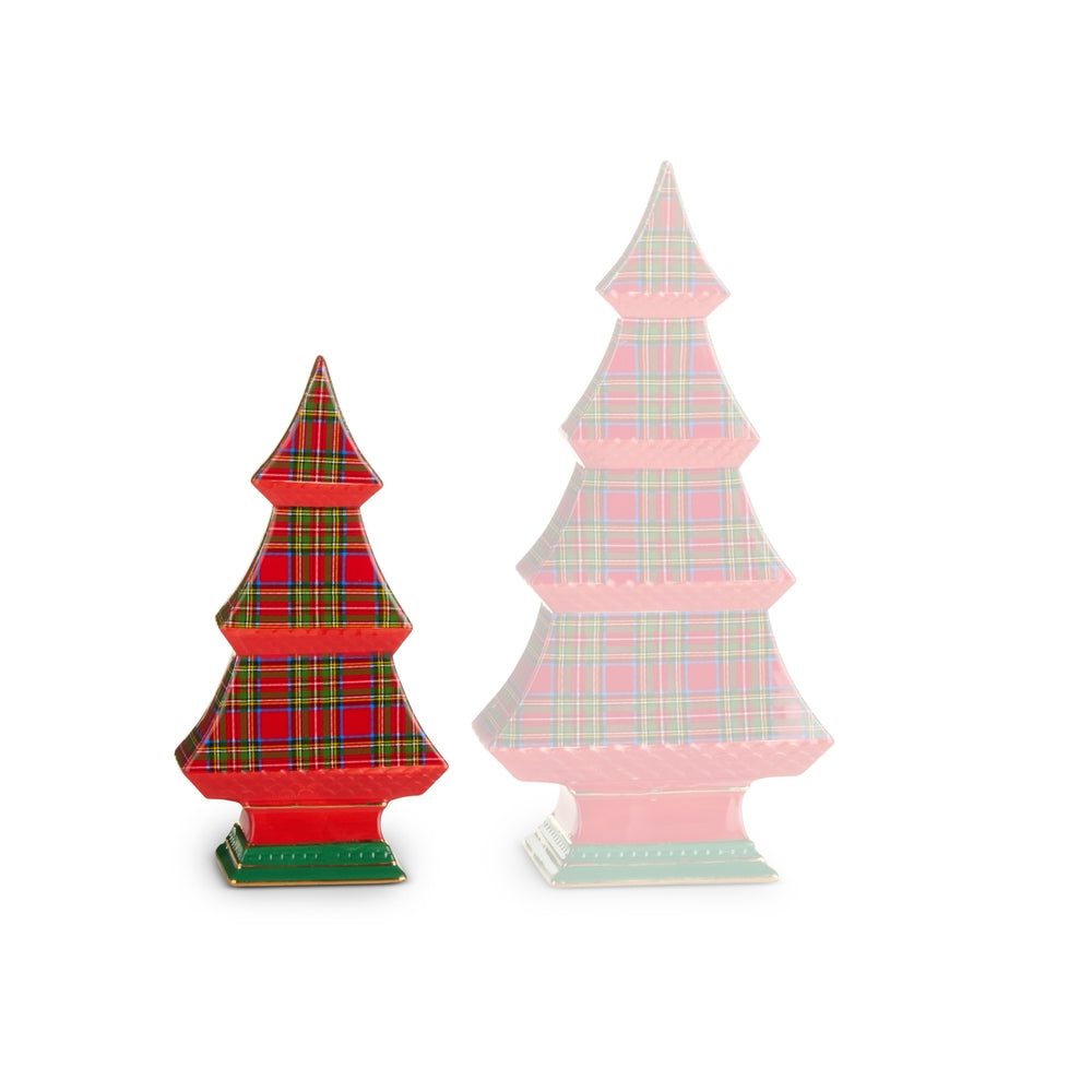 Raz Imports Red Plaid Tabletop Trees