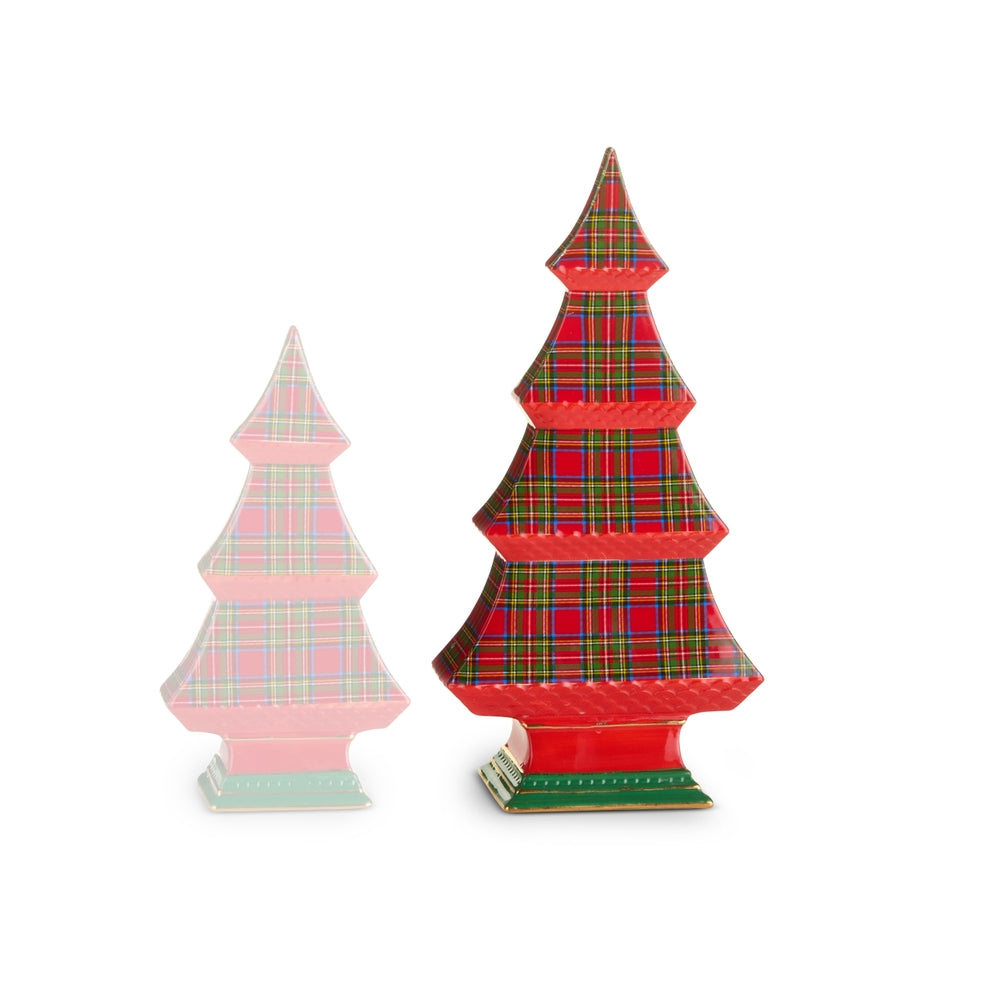 Raz Imports Red Plaid Tabletop Trees