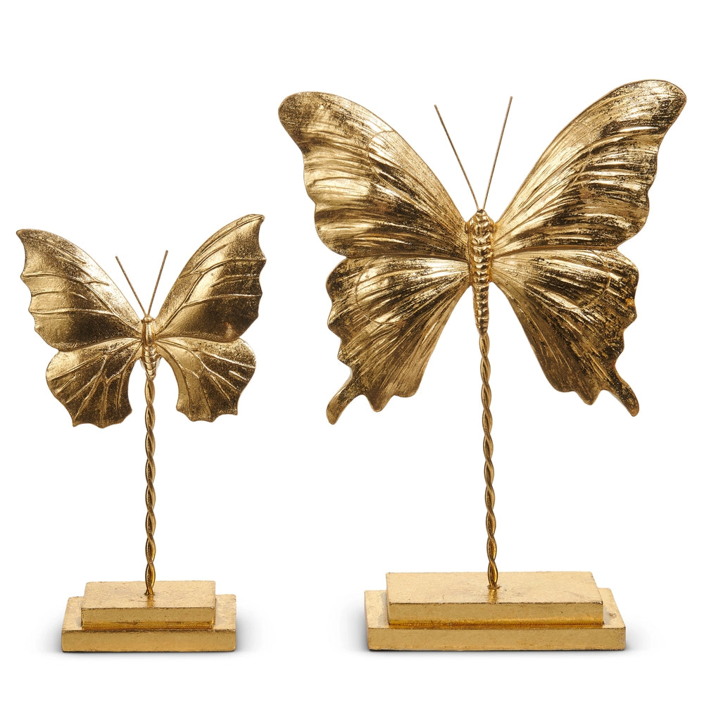Raz Imports 11.75" Gilded Butterflies on Stand - Set of 2