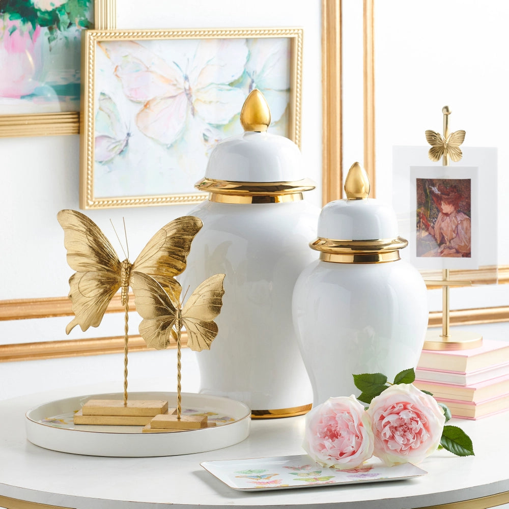 Raz Imports 11.75" Gilded Butterflies on Stand - Set of 2