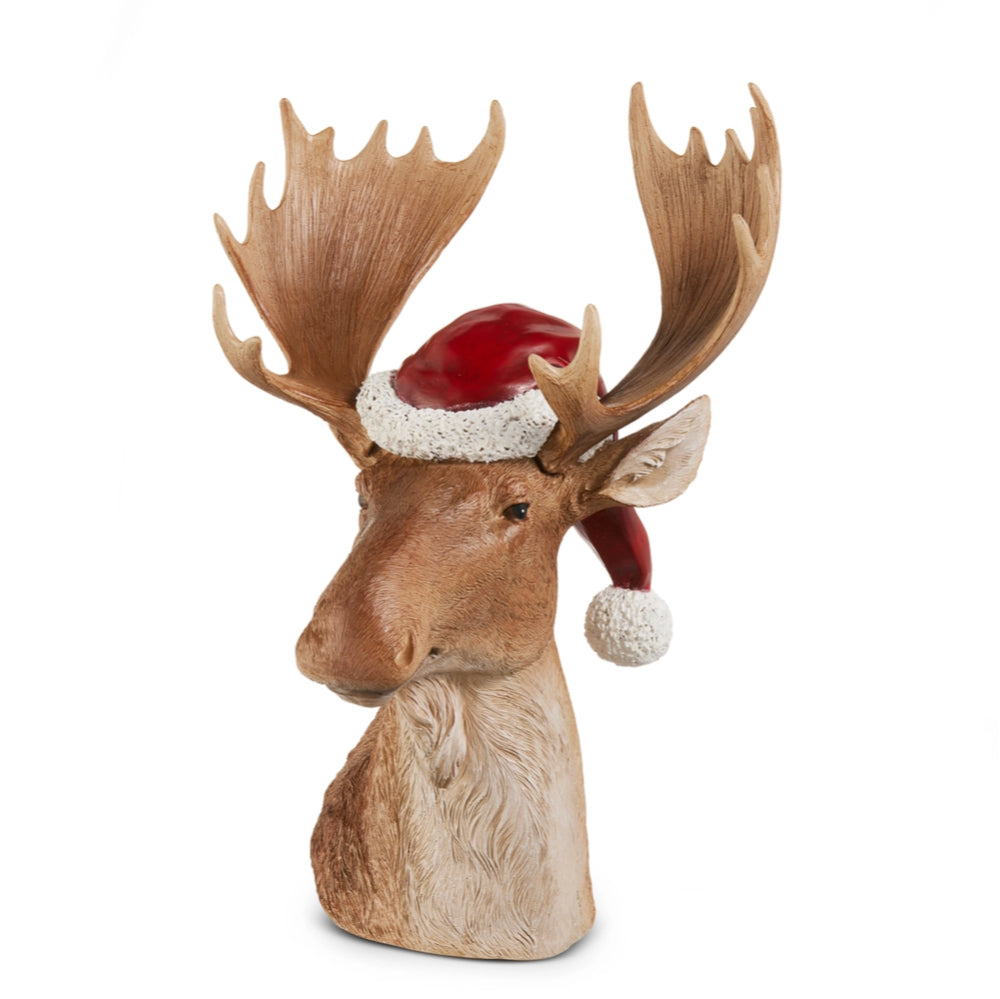 Raz Imports 15" Moose with Santa Hat Bust