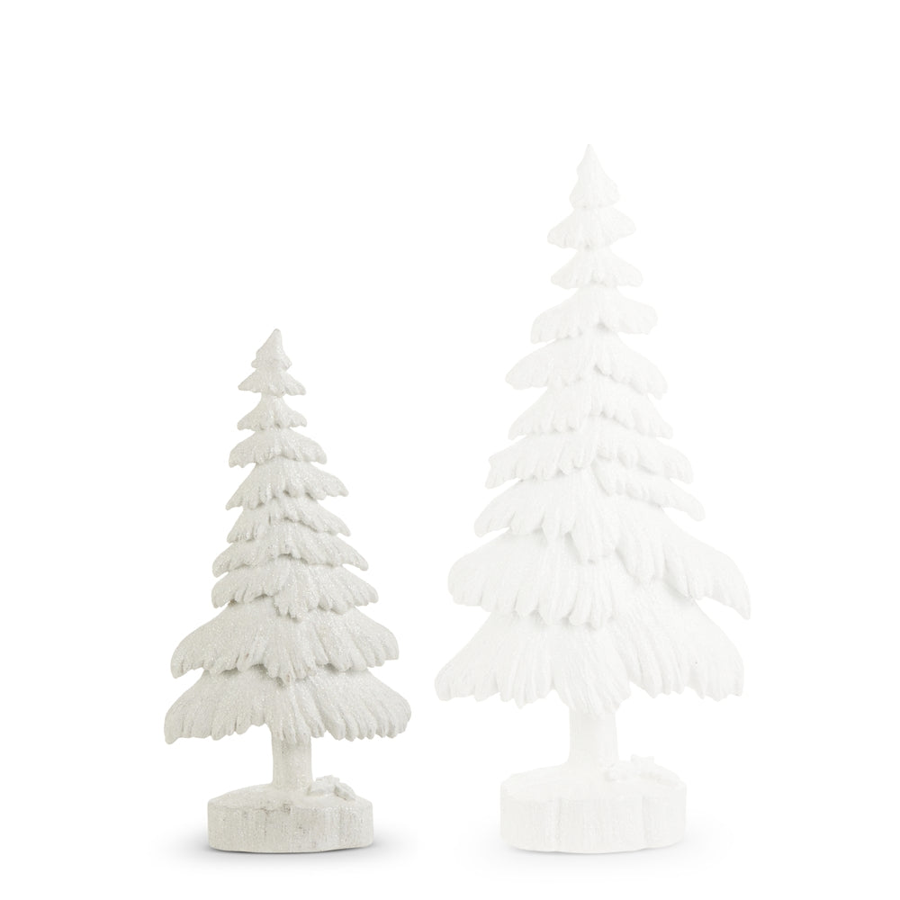 Small white Christmas trees on a white background.