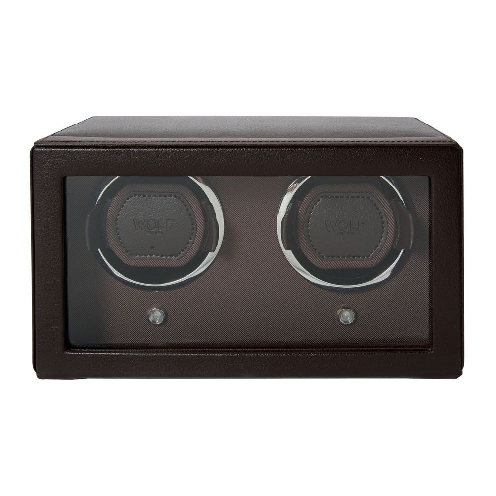 Wolf Designs Cub Double Watch Winder with Cover - Brown