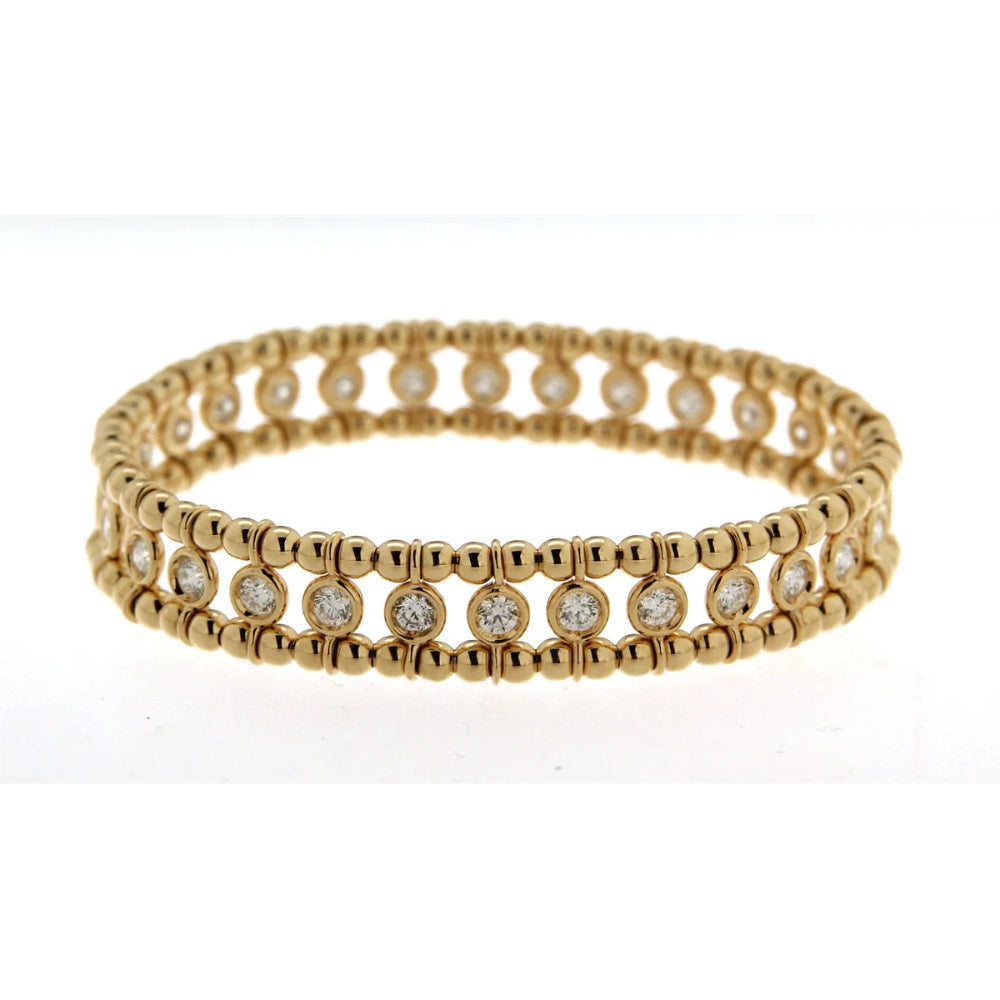 Hulchi Belluni 18k Gold Tresore Collection Diamond Stretch Bracelet