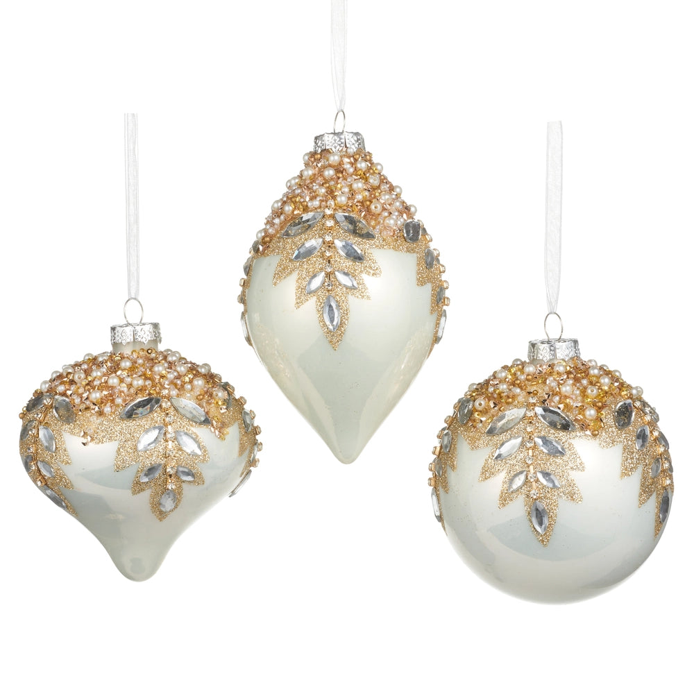 Raz Imports White Gem Encrusted Ornament