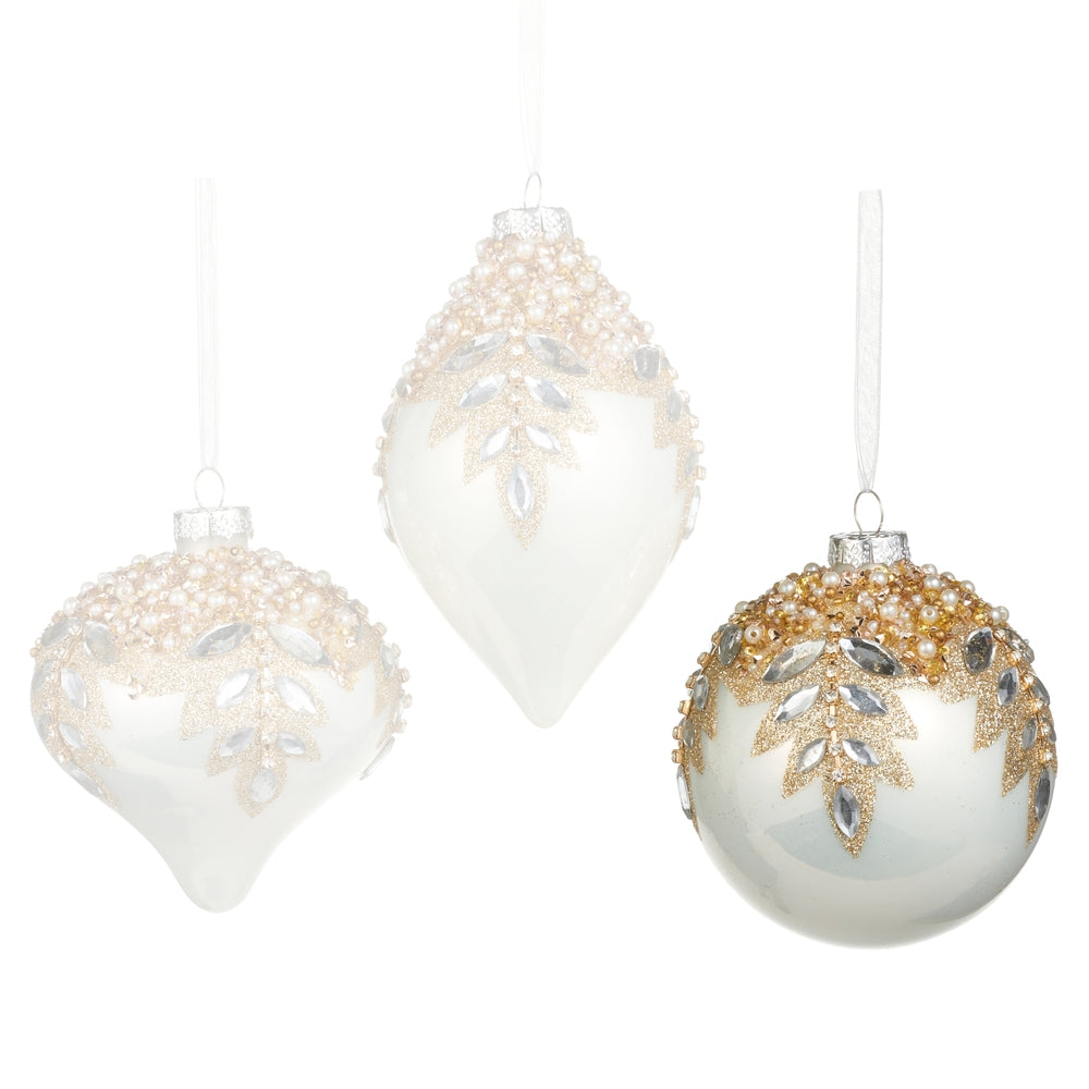 Raz Imports White Gem Encrusted Ornament